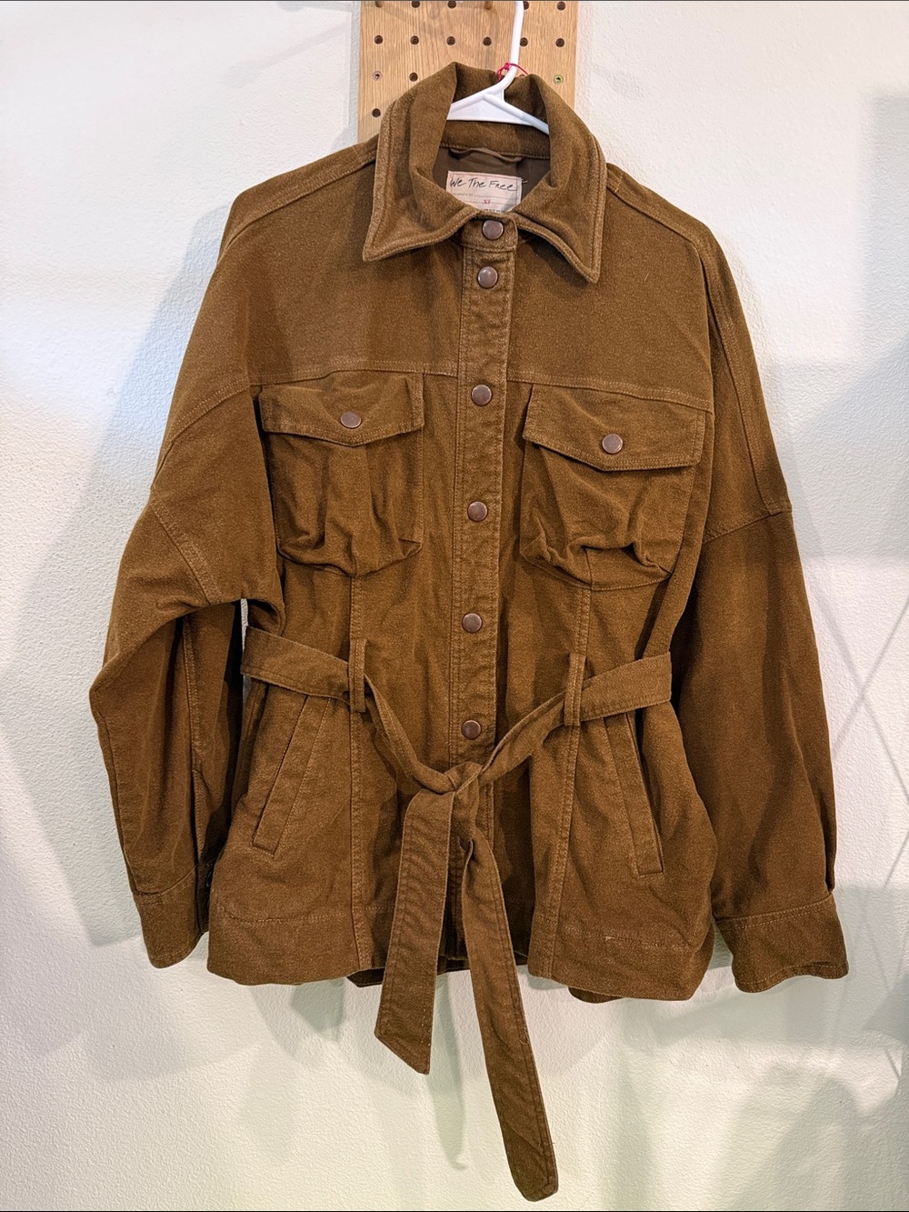 Free People Brown Belted Utility Jacket oversized